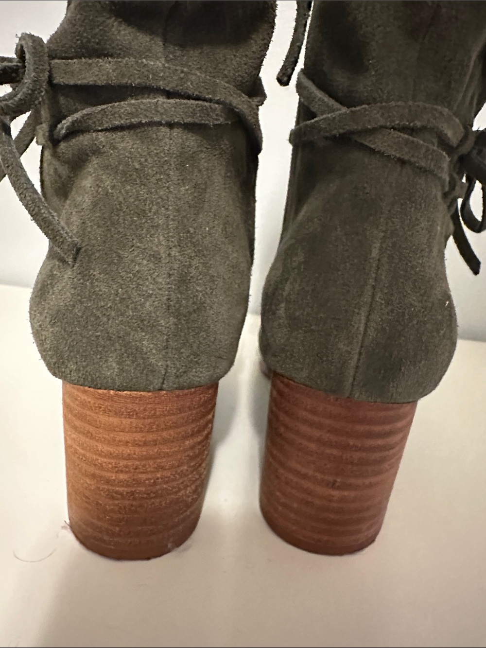Violet & Red Suede Slouch Boot — Olive Green, Sz 8 - Picture 6 of 11